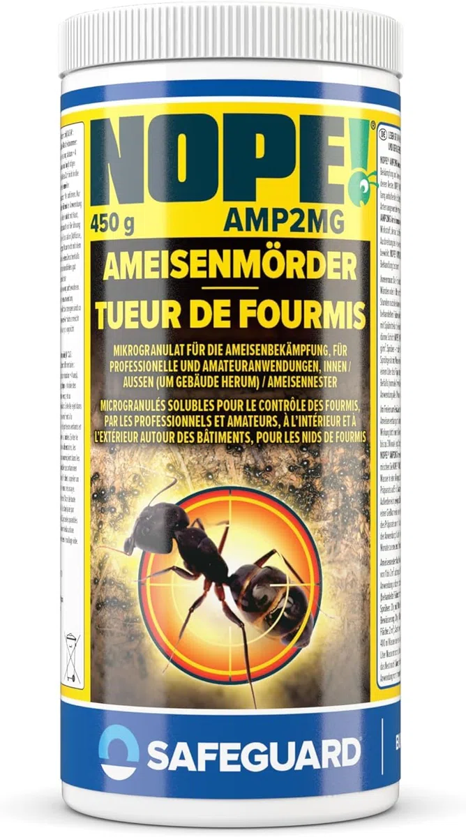 NOPE! Granulés Anti-Fourmis 450g – Appât Inodore pour Intérieur & Extérieur – Cible la Fourmilière – Insecticide Puissant à Action Retardée