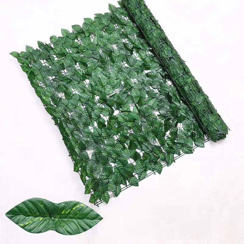 Clôture de lierre artificiel, rouleau de haie artificielle verte, clôture d'intimité, treillis de feuilles pour balcon, décoration murale (impression couleur, feuilles de lierre vertes, 0,5 x 3 m)