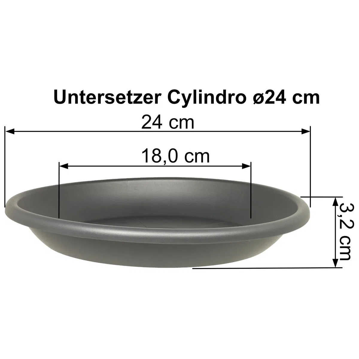 MePla - Pot de fleurs cylindrique Ø 25 cm + soucoupe Ø 24 cm, anthracite, résistant aux intempéries en plastique résistant aux UV