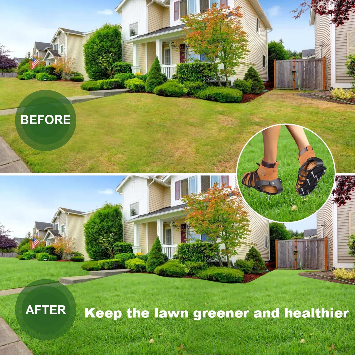 Aérateur Pelouse Chaussure, Chaussures À Ongles pour Gazon avec 26 Pointes en Acier Inoxydable, Aérateur de Pelouse avec Sangles Réglables, Aerateur Gazon Chaussures pour Herbe Jardin Patio (Noir)