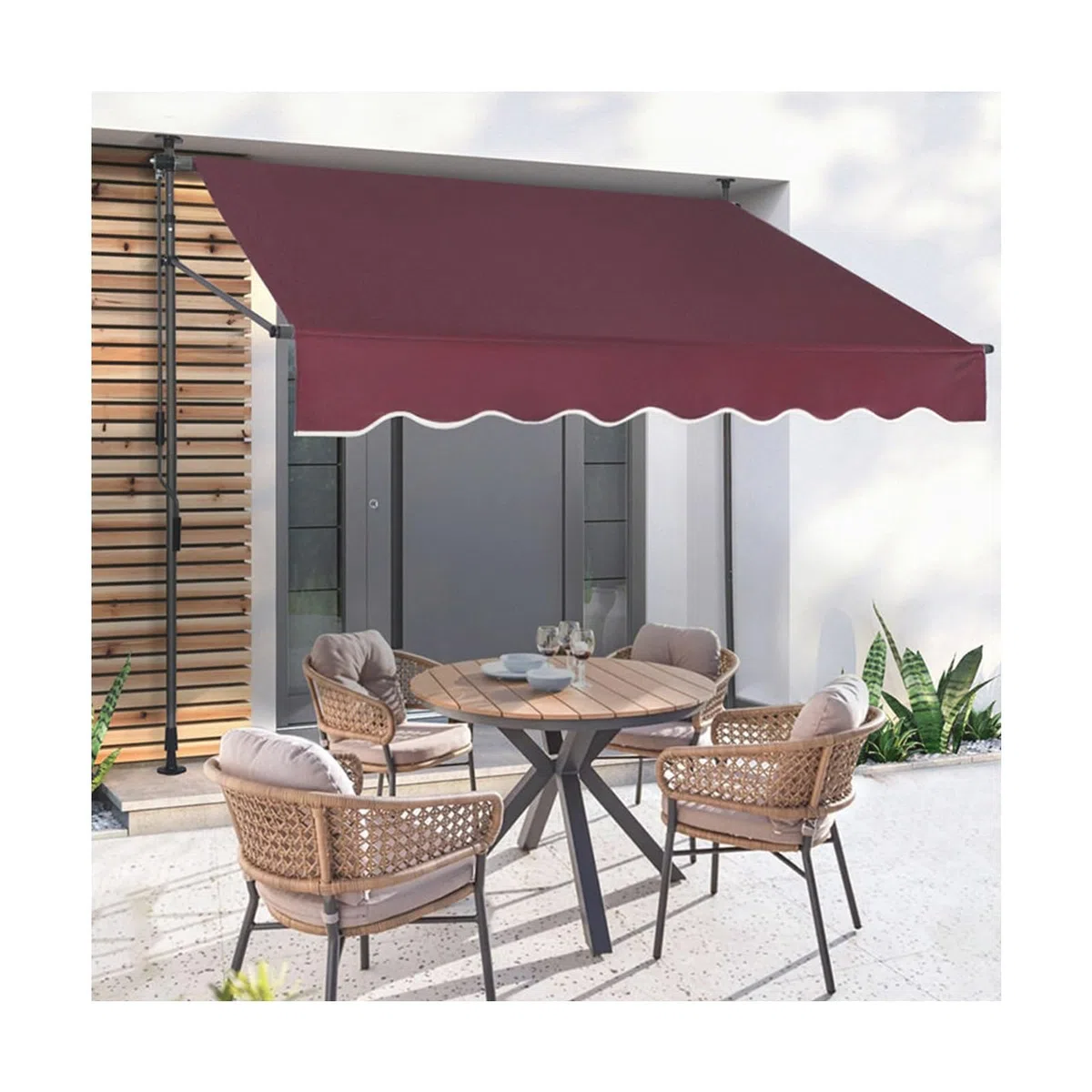 Mécanisme de manivelle rétractable de 400 cm de hauteur, idéal pour l'extérieur, protection UV et résistance aux intempéries