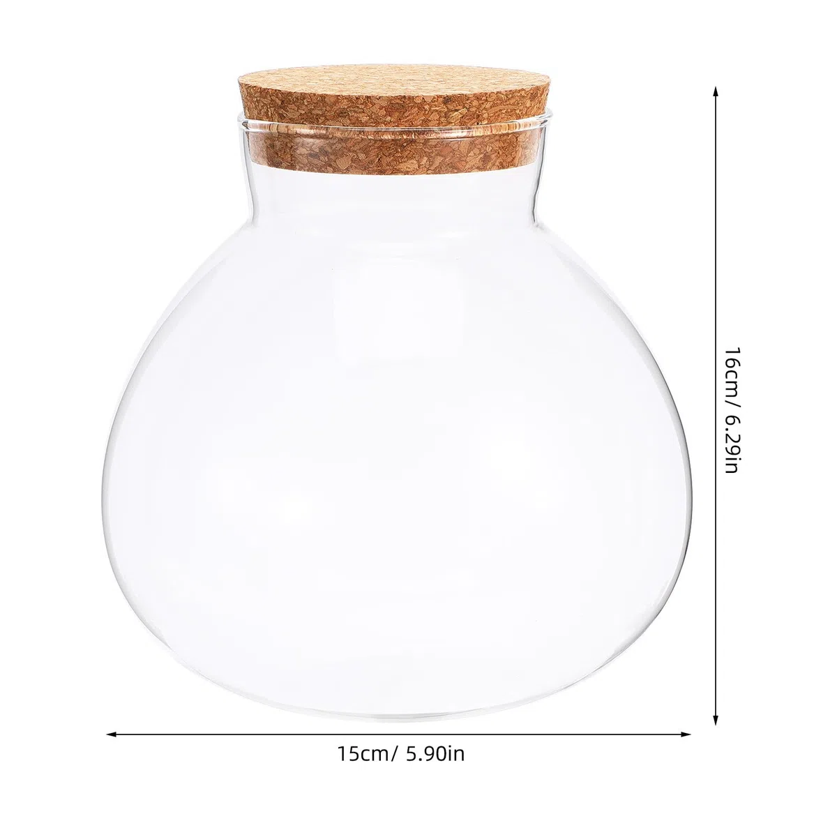 Ciieeo Bouteille Terrarium Ronde avec Bouchon en Liège en Verre Lisse sans Bavures, pour Décoration Intérieure et Stockage de Mousse
