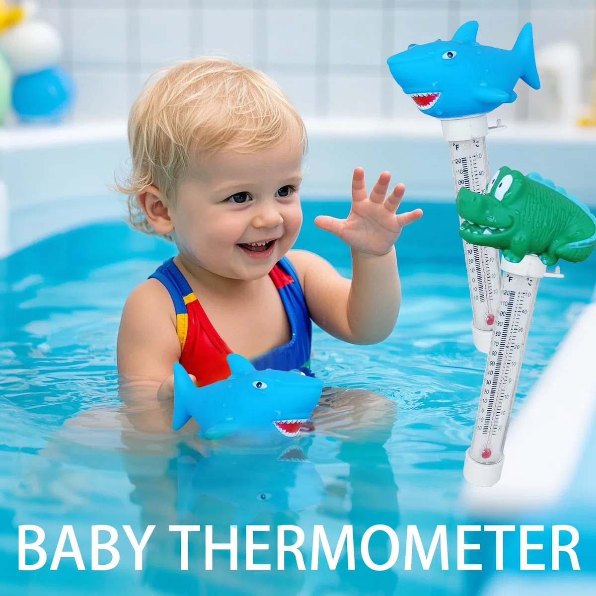 AUNGCSH 2 Stück Thermometre Piscine, Flottant Thermomètre Piscine, Thermomètre de Piscine, Convient Aux Piscines Intérieures et Extérieures, Aux Aquariums et Aux Aquariums (Bleu)