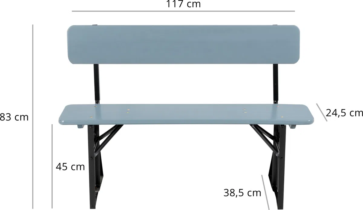 Stagecaptain BBB-119 GY Hirschgarten Banc de Fête avec Dossier 119 cm Gris