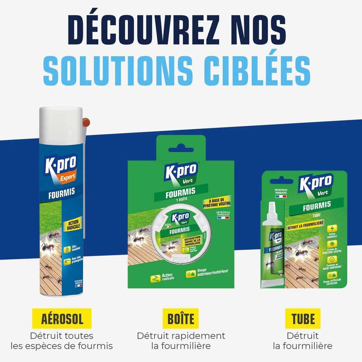 K.PRO Aérosol fourmis, 400ml, élimine immédiatement tous les types de fourmis dont fourmis d'Argentine, action foudroyante et curative, agréablement parfumé