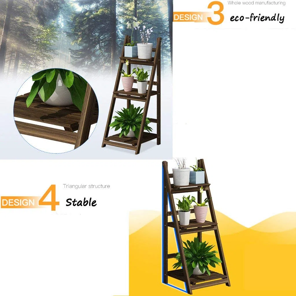 Échelle à 3 Niveaux, étagères d'angle Pliables, étagères d'angle, Affichage de Plantes de Jardin pour Balcon, Installation Non requise 42x40x106cm