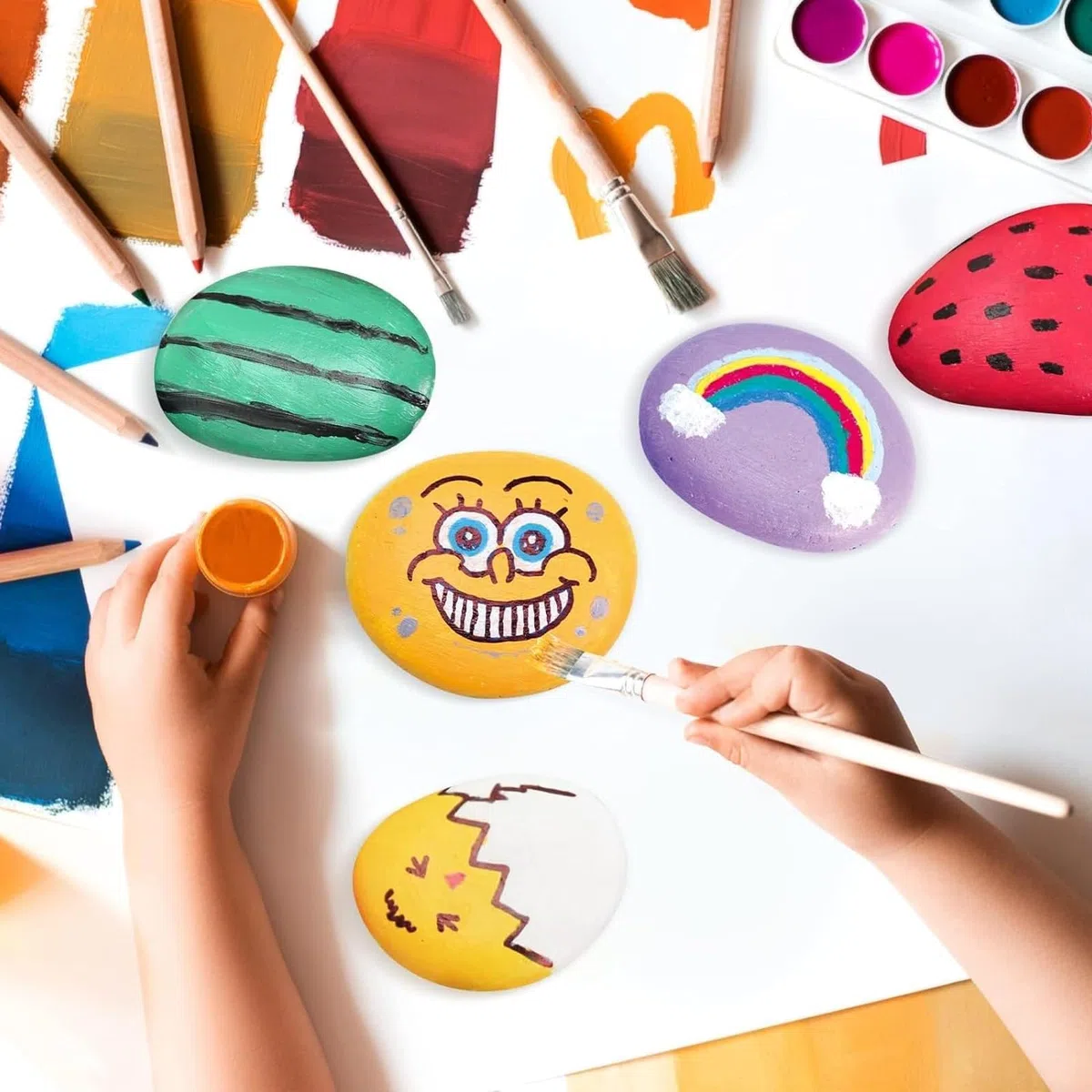 20 Pièces Galets a Peindre 6-11cm Galets Plats Cailloux Jardin Exterieur Cailloux Decoratif Loisir Creatif Enfant Kit Creatif Adulte Galet Aquarium Loisirs Creatifs Peinture Enfant