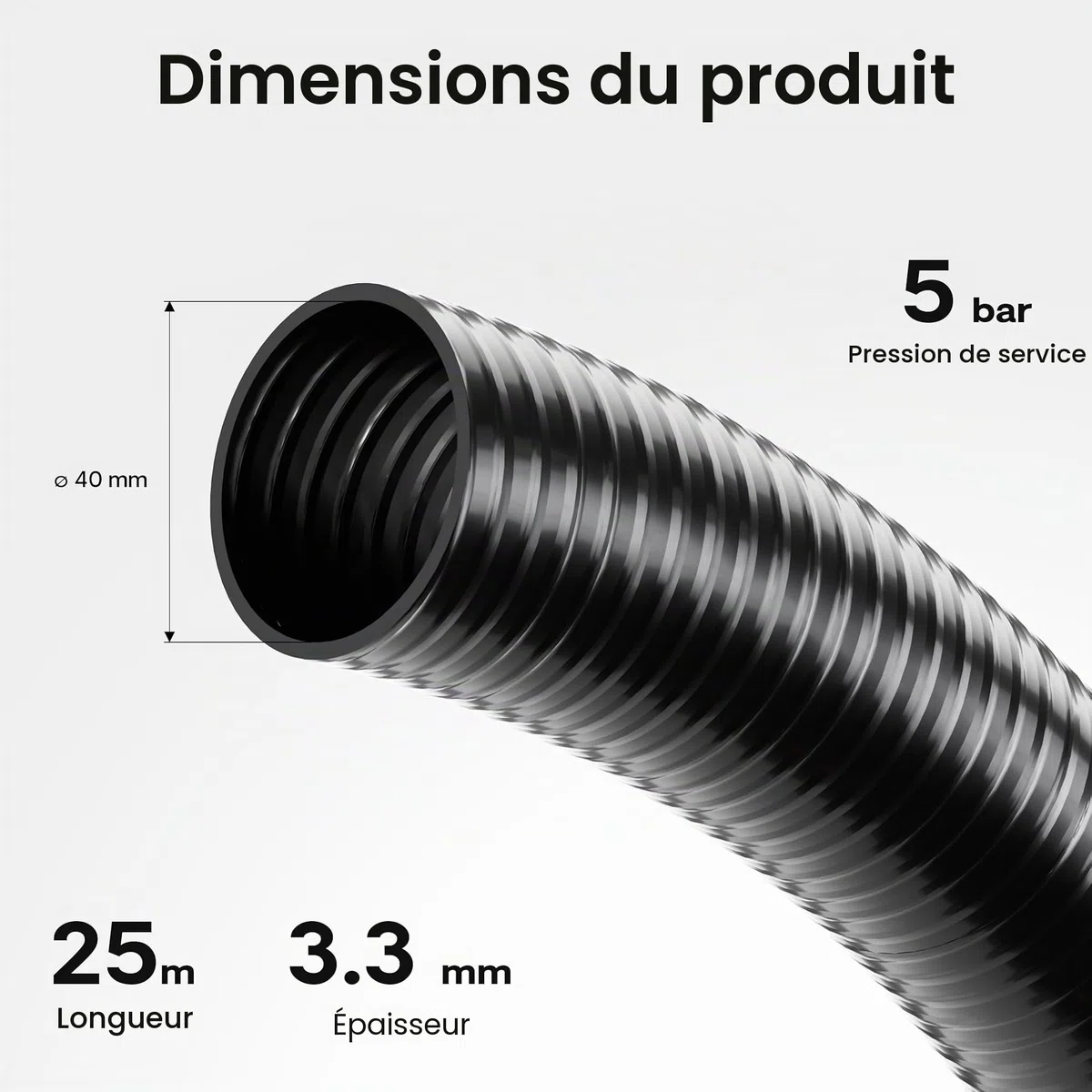 Luisiana OM/I 25m Tuyau Bassin PVC D40mm 470g/m Pompe Étang Eau