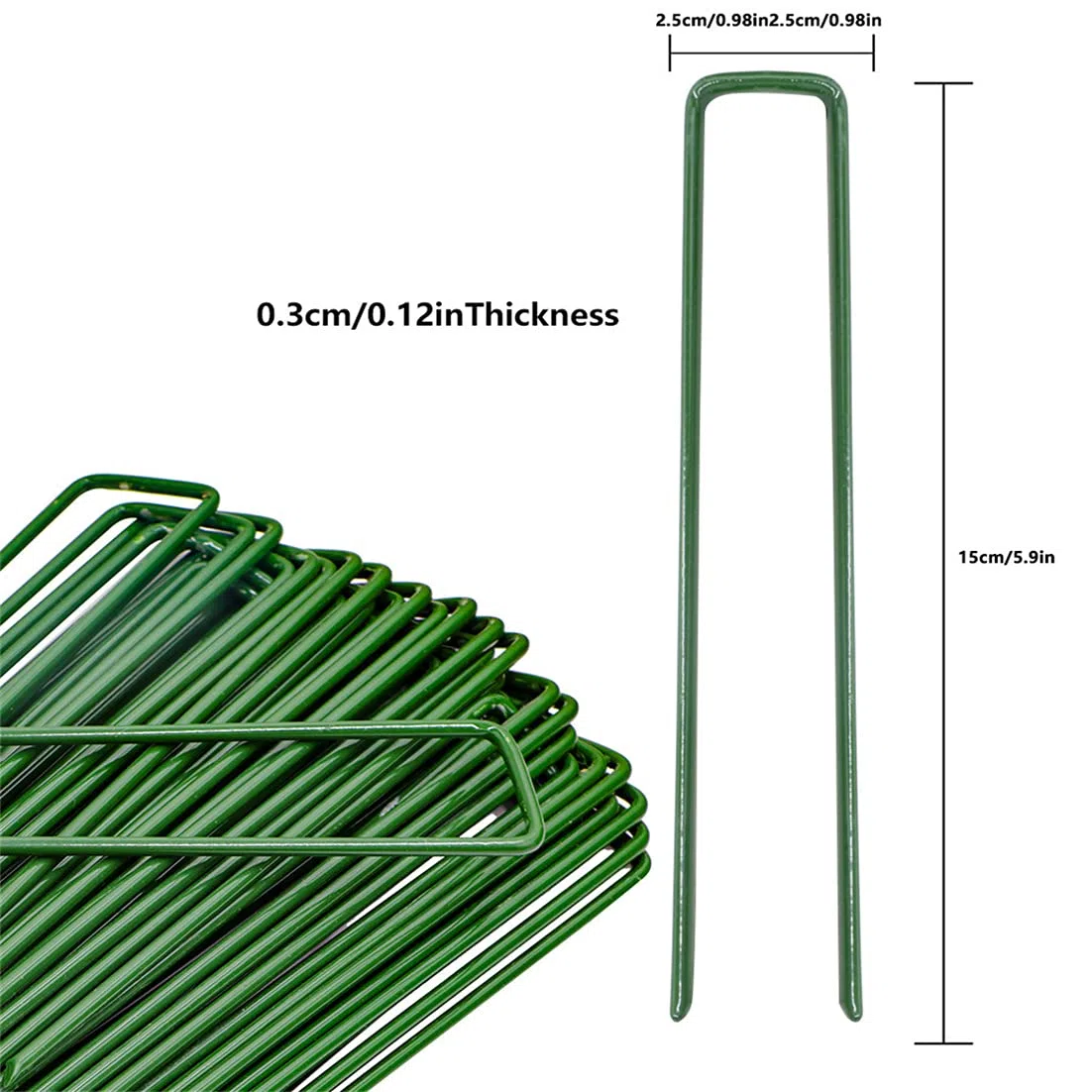 Lot de 40 piquets d'ancrage de jardin pour sécuriser le gazon - Piquets en acier en forme de U - Piquets de tente pour lutter contre les mauvaises herbes - Membrane de paysage - Filet de gazon