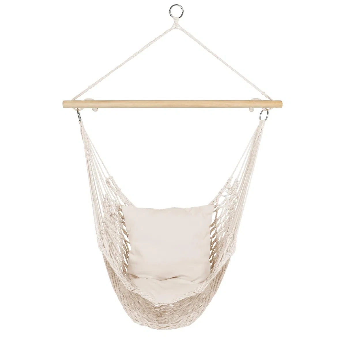 IDMarket - Fauteuil Suspendu bohème 2 Coussins écru Design macramé