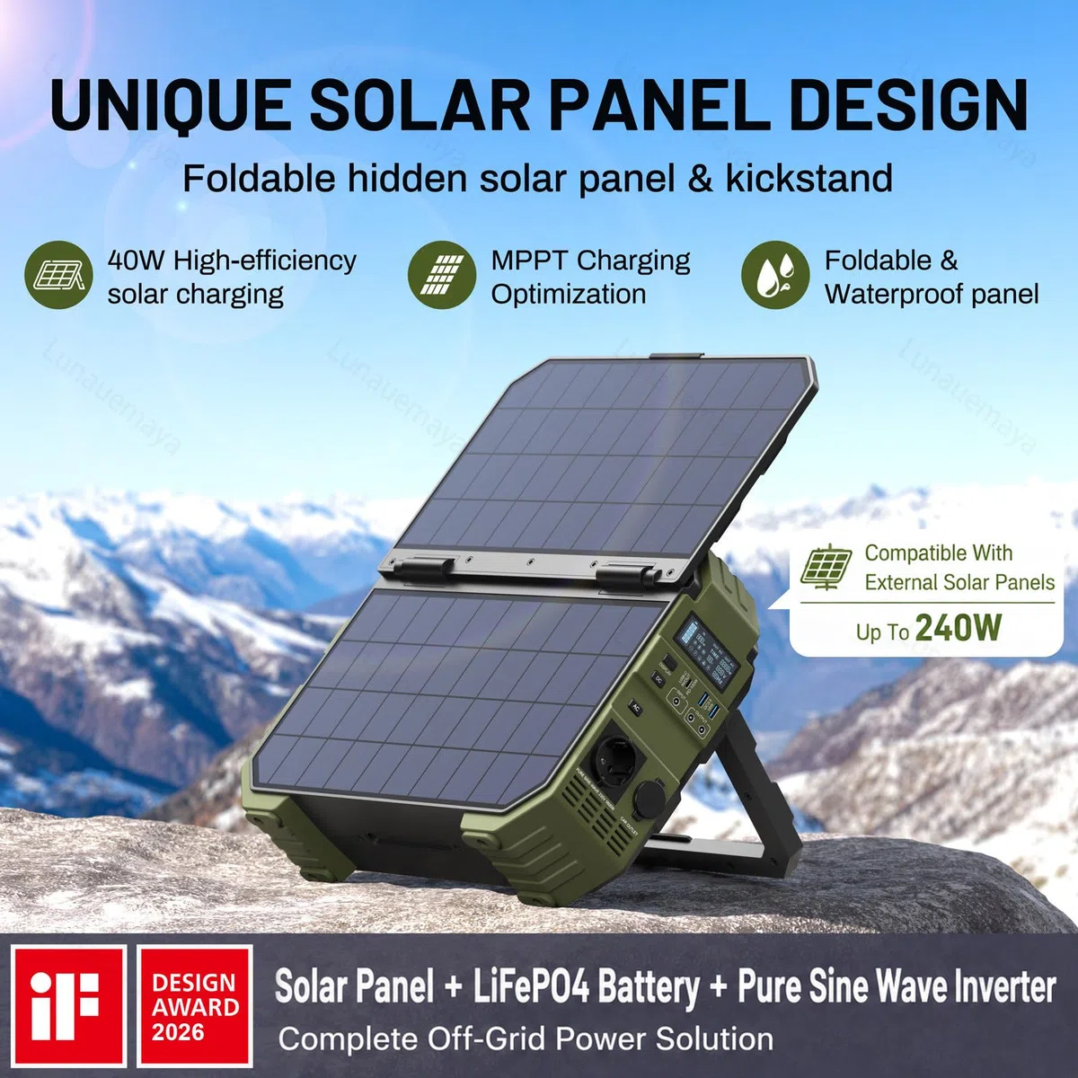 Station d'Énergie Portable 1600W 1024Wh pour Secours Domestique & Camping