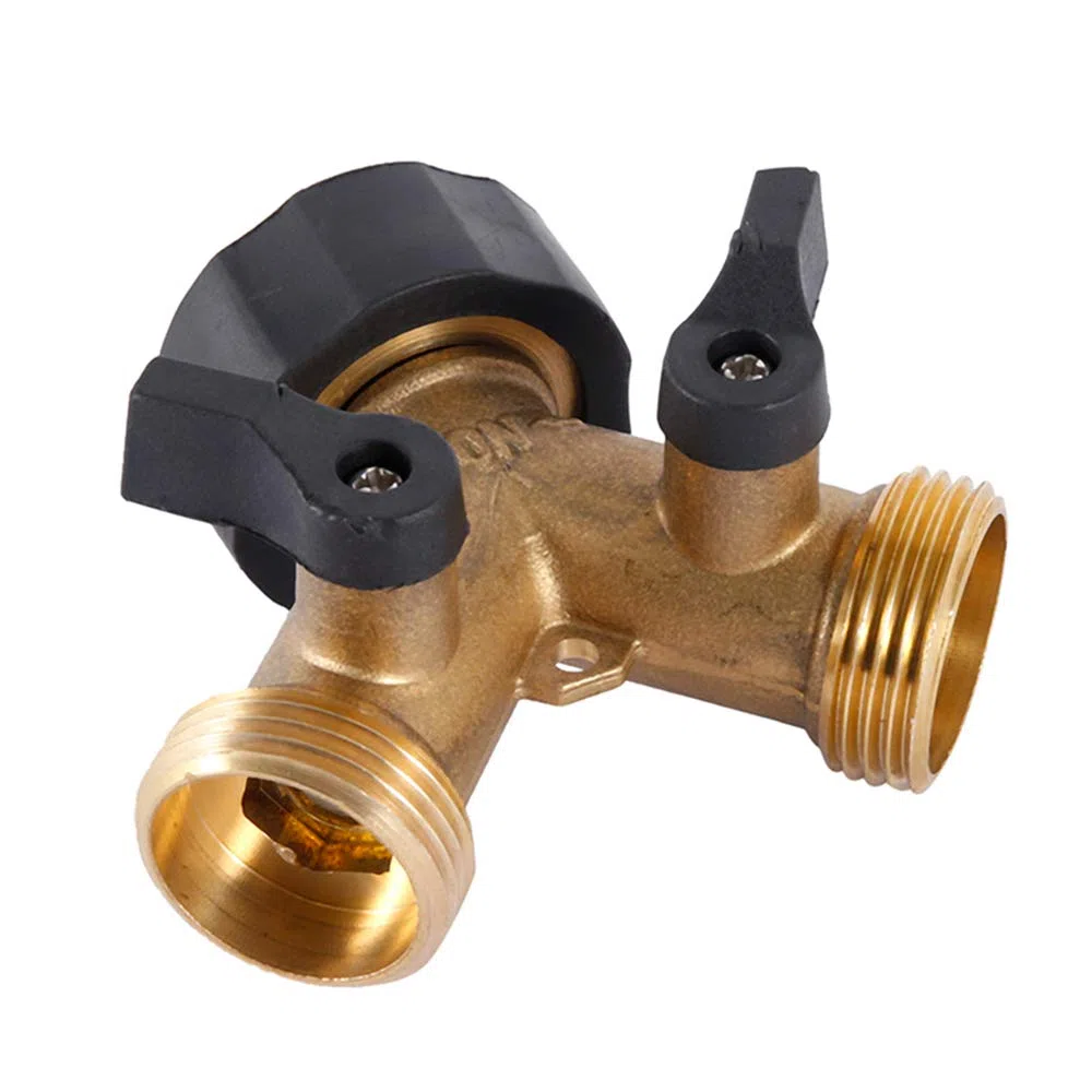 Robinet Double Machine à Laver, Répartiteur Raccord en Y 2 Voies pour Tuyaux d'Alimentation 3/4", Extérieur Jardin Double en Laiton Robuste