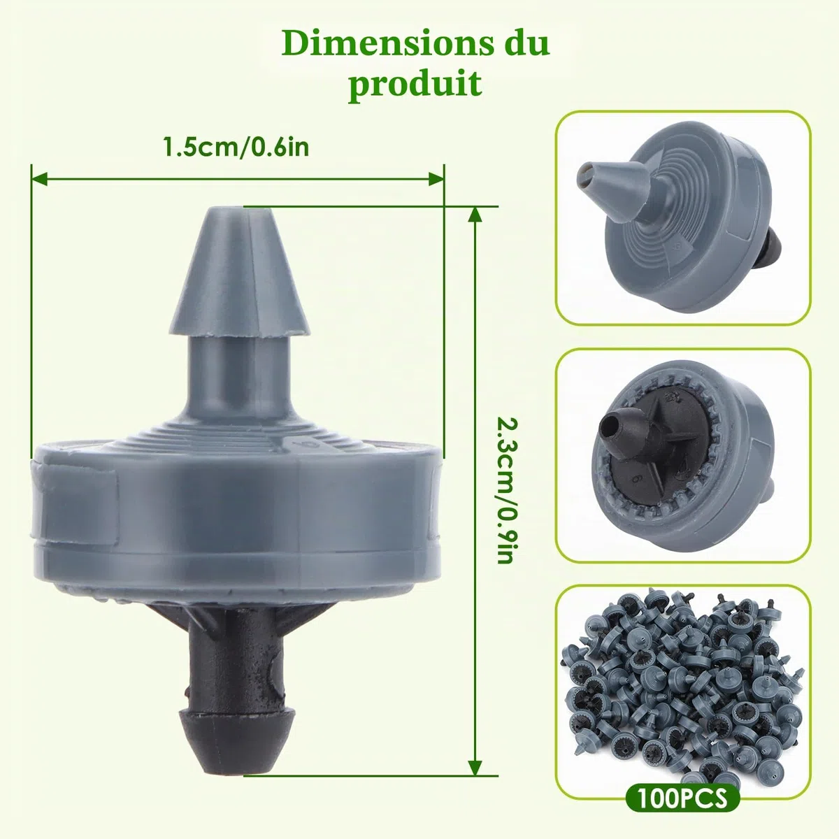 Buachois 100 Pcs émetteurs de Goutte à Goutte Compensateurs, 4L Pression Goutteur D'irrigation à Compensation, Stabilisateur de Débit D'irrigation de Jardin Détachable pour Tuyau ID 4 mm OD 7 mm