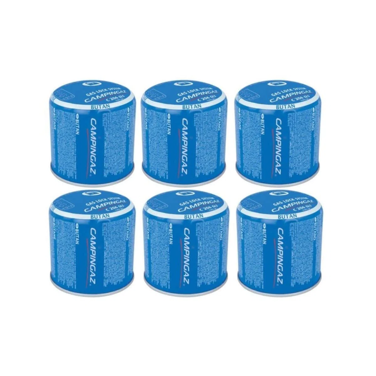 Pack 6 Cartouches Campingaz 190g C206 Butane perçable Gas Lock System
