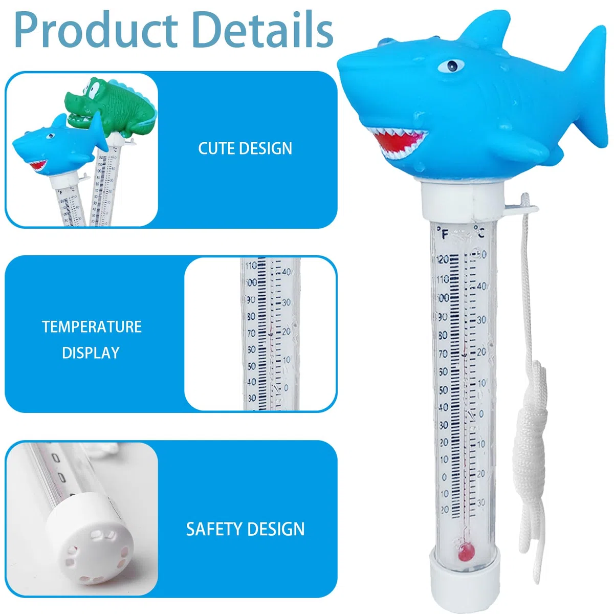 AUNGCSH 2 Stück Thermometre Piscine, Flottant Thermomètre Piscine, Thermomètre de Piscine, Convient Aux Piscines Intérieures et Extérieures, Aux Aquariums et Aux Aquariums (Bleu)