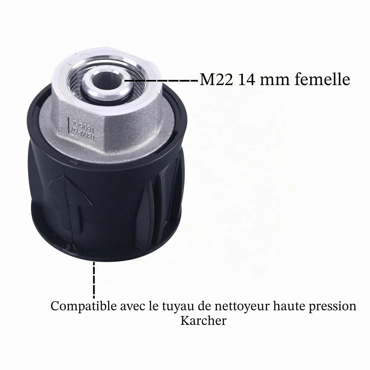 M MINGLE Adaptateur de Nettoyeur Haute Pression pour Pistolet et Nettoyeur Haute Pression, Compatible Uniquement avec Tuyau Karcher, vers Raccord Femelle M22 14 mm