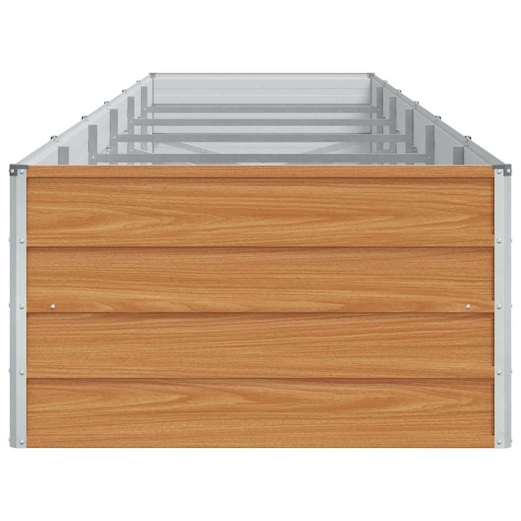 Jardinière surélevée marron clair - 480 x 80 x 45 cm - En acier galvanisé - Protection contre la rouille - Style industriel chic urbain - Design au sol ouvert - Montage facile pour