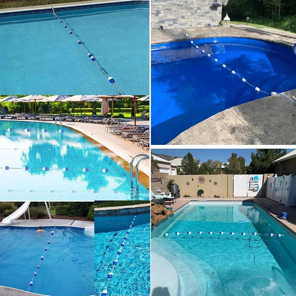 Séparateurs de sécurité flottants for piscines, lignes couloirs piscine bleues et blanches(12m)