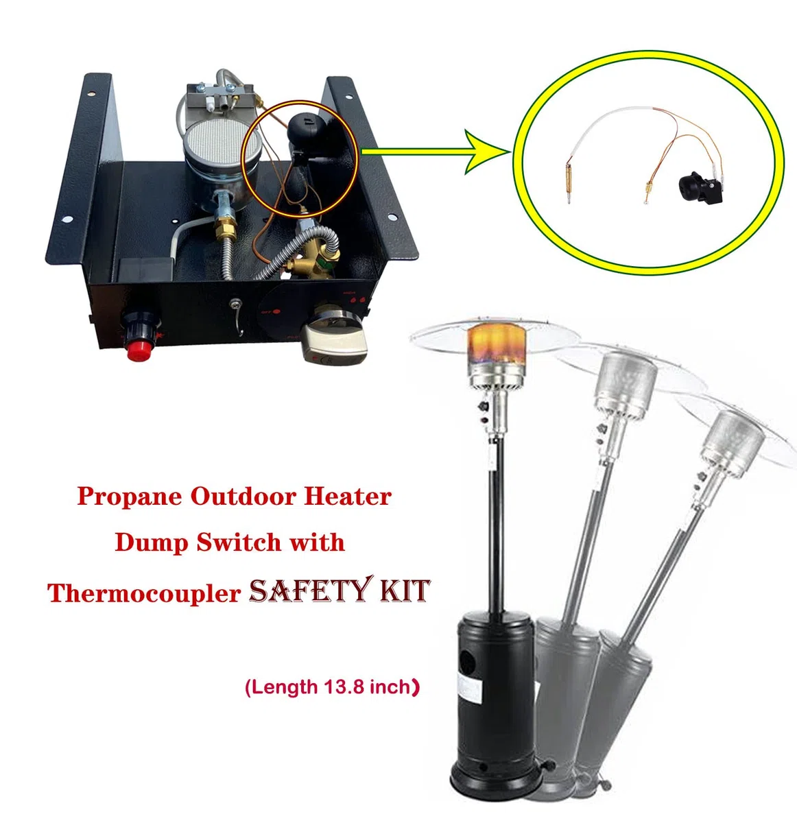MENSI Nouveau kit de réparation de parasol chauffant au gaz propane thermocouple et commutateur de vidange kit de sécurité