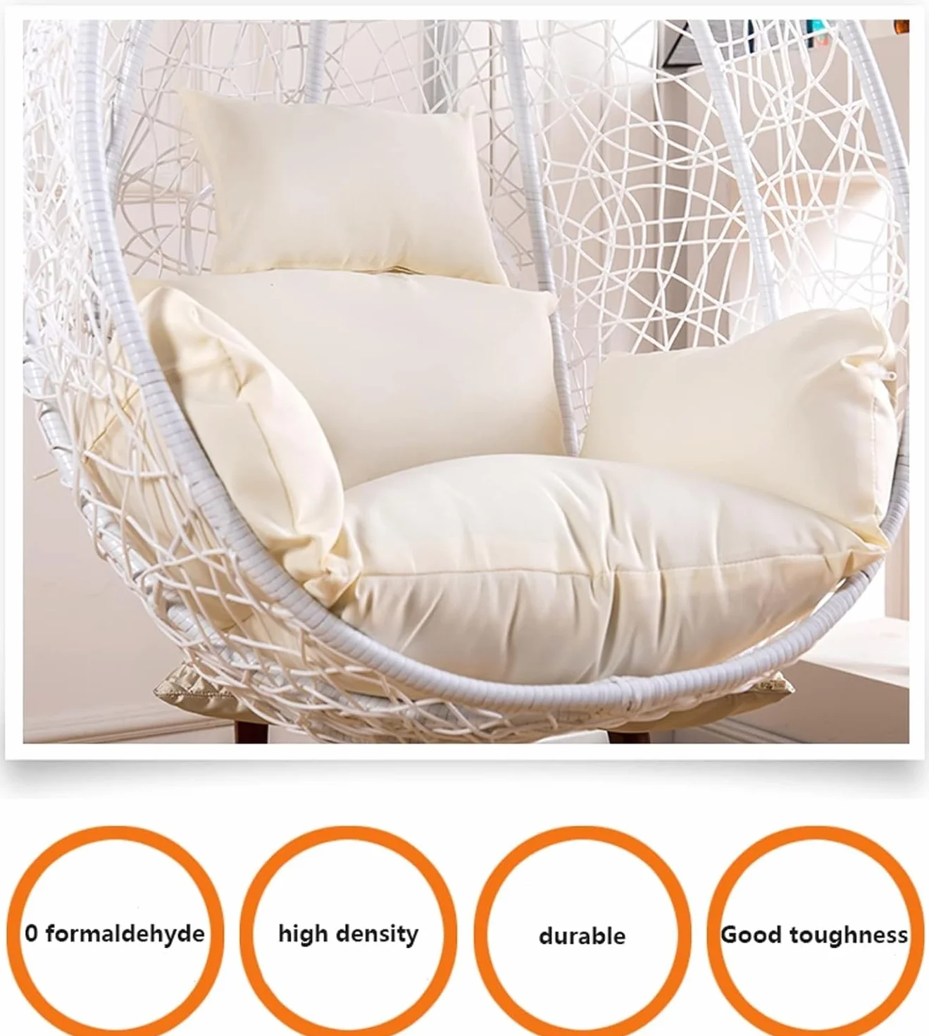 Earnmore Housse de Coussin de Remplacement pour Chaise d'oeuf Uniquement, Housse de Coussin de Chaise d'oeuf Suspendue imperméable et résistante au Soleil pour Coussin de Jardin (sans Rembourrage)