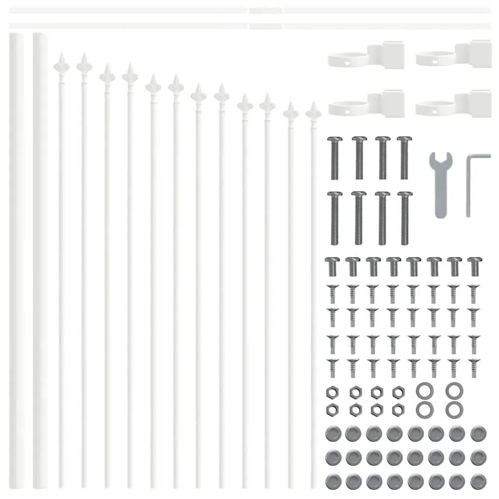 Woerden Lot de 2 clôtures de jardin en acier revêtu par pulvérisation blanc, 170 x 115 cm, élément de clôture pour brise-vue, protection contre le vent, extérieur avec montage pour