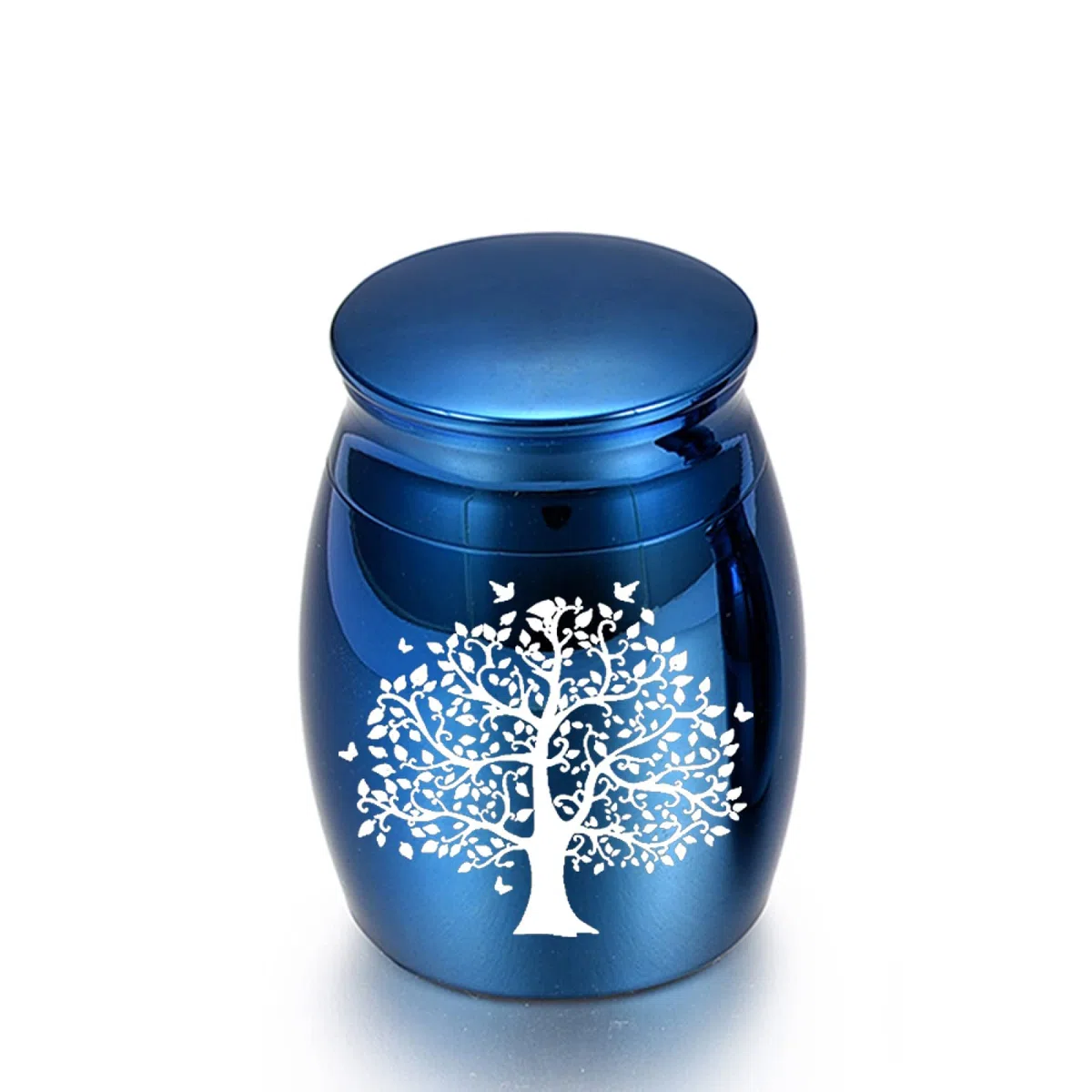LZHLMCL Cendres Humaines Urnes 40Mm Petites Urnes Cendres Humaines Mini Arbre De Vie Urnes De Crémation Cendres Mémorial Cendres Titulaire Bleu