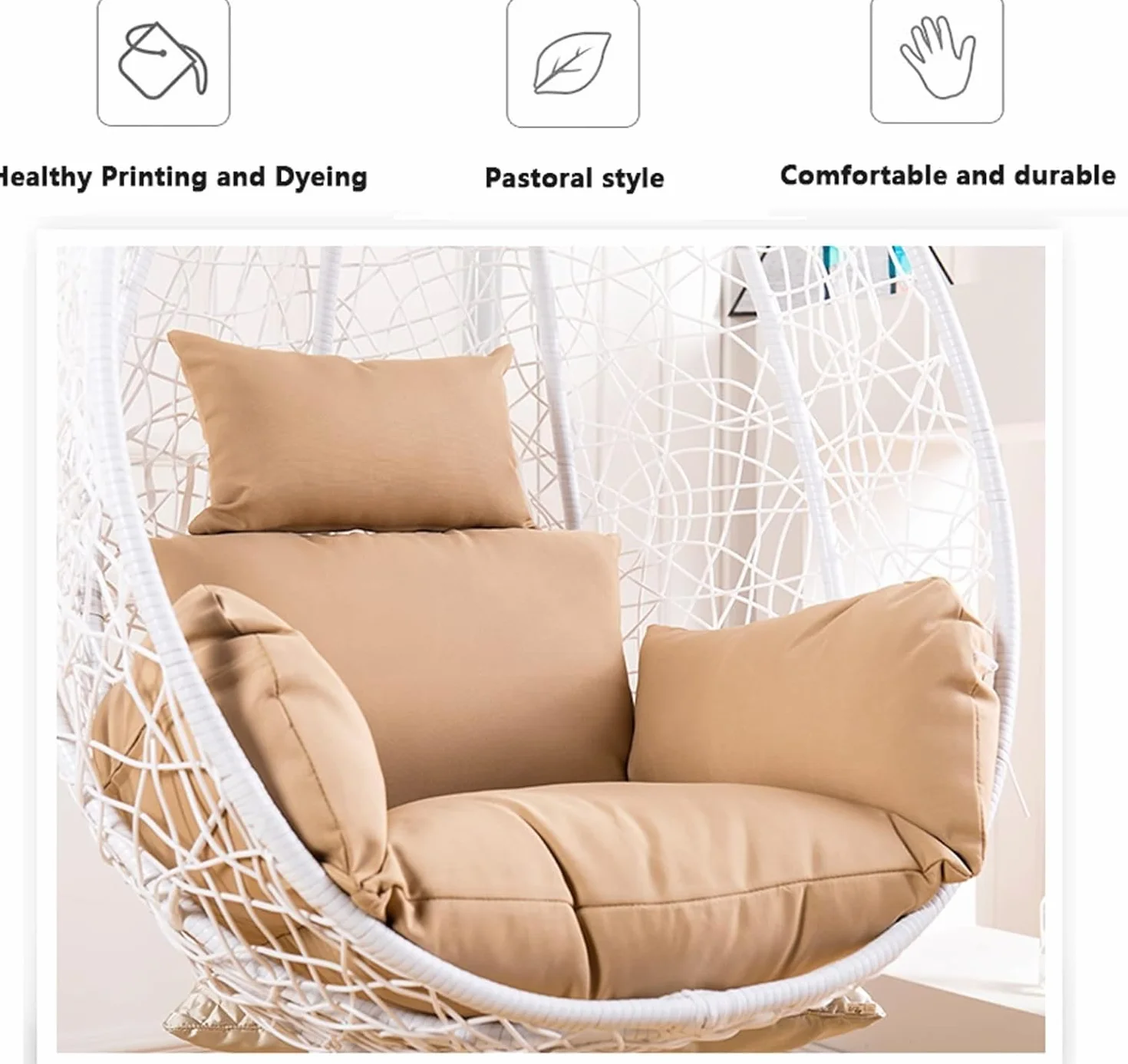 Earnmore Housse de Coussin de Remplacement pour Chaise d'oeuf Uniquement, Housse de Coussin de Chaise d'oeuf Suspendue imperméable et résistante au Soleil pour Coussin de Jardin (sans Rembourrage)