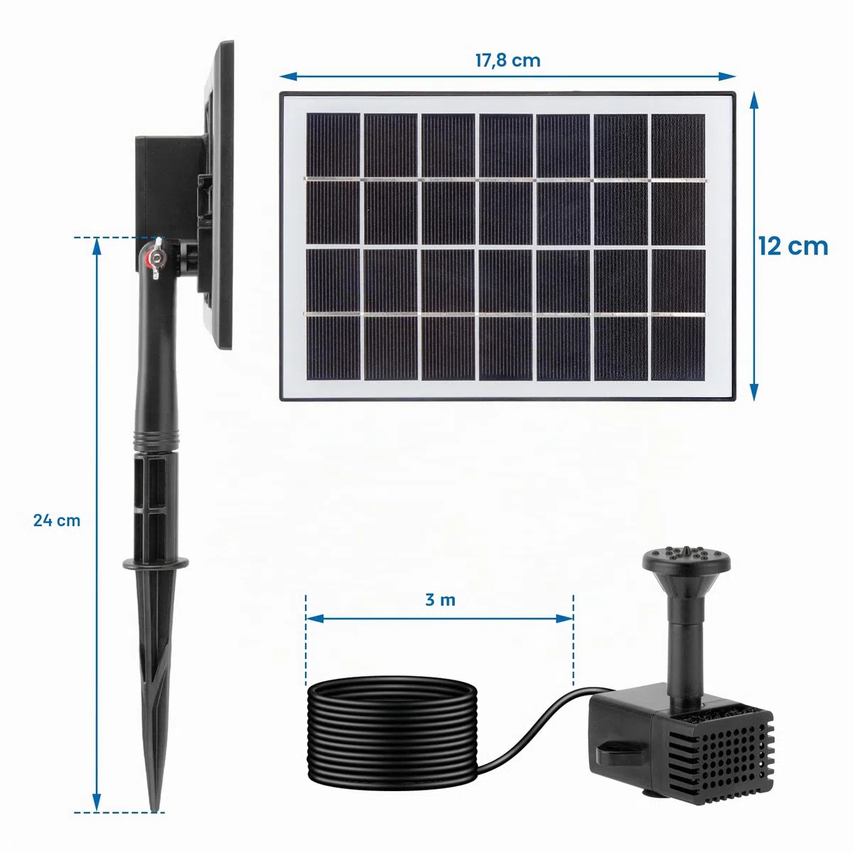 LESOLEIL Pompe de Fontaine Solaire, 3.5w extérieur Bricolage Pompe à Eau Solaire avec 8 Buses pour Le Bain d'oiseau, arrière - Cour, Jardin et étang