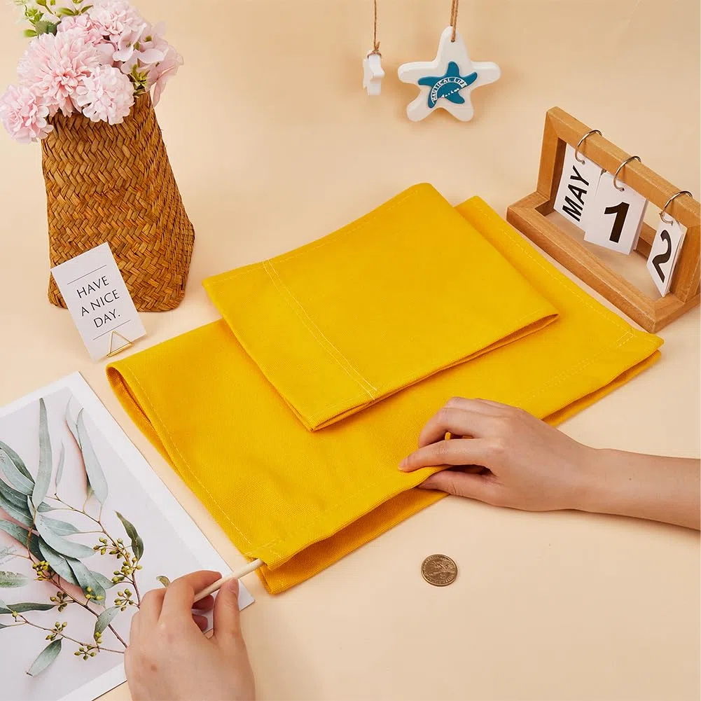 GORGECRAFT Kit de Housses de Chaise de Réalisateur Décontractées en Toile de Rechange Dorées avec Siège et Dossier en Tissu Polyester avec Bâton en Bois pour Siège de Réalisateur Pliable Portable