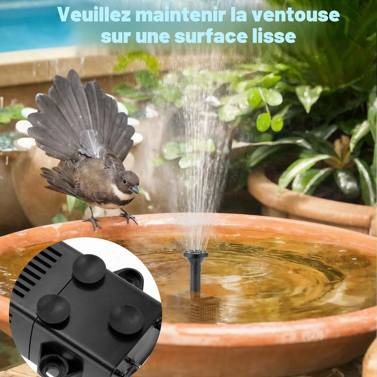LESOLEIL Pompe de Fontaine Solaire, 3.5w extérieur Bricolage Pompe à Eau Solaire avec 8 Buses pour Le Bain d'oiseau, arrière - Cour, Jardin et étang