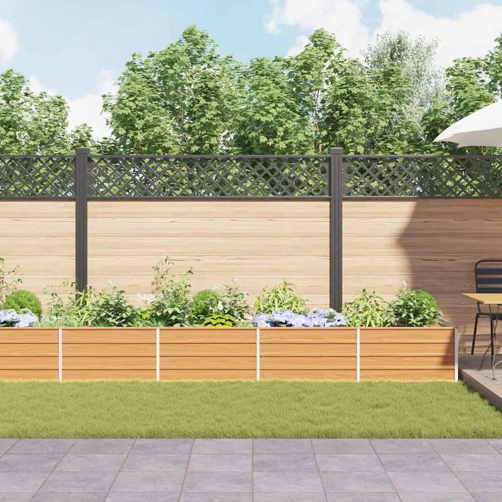 Jardinière surélevée marron clair - 480 x 80 x 45 cm - En acier galvanisé - Protection contre la rouille - Style industriel chic urbain - Design au sol ouvert - Montage facile pour