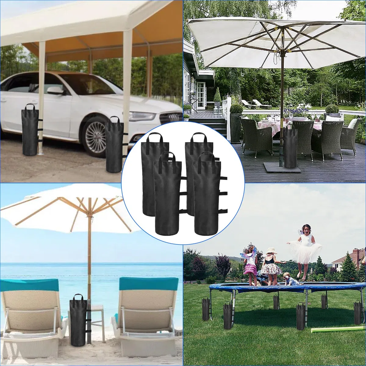 Poids pour Tonnelle, Lot de 4 Sacs de lestage, Sacs de lestage pour Tente Pop-up 1680D Super Porteur Imperméable Sacs de Sable pour Tente Tonnelle Pliante Outdoor Tonnelle de Jardin