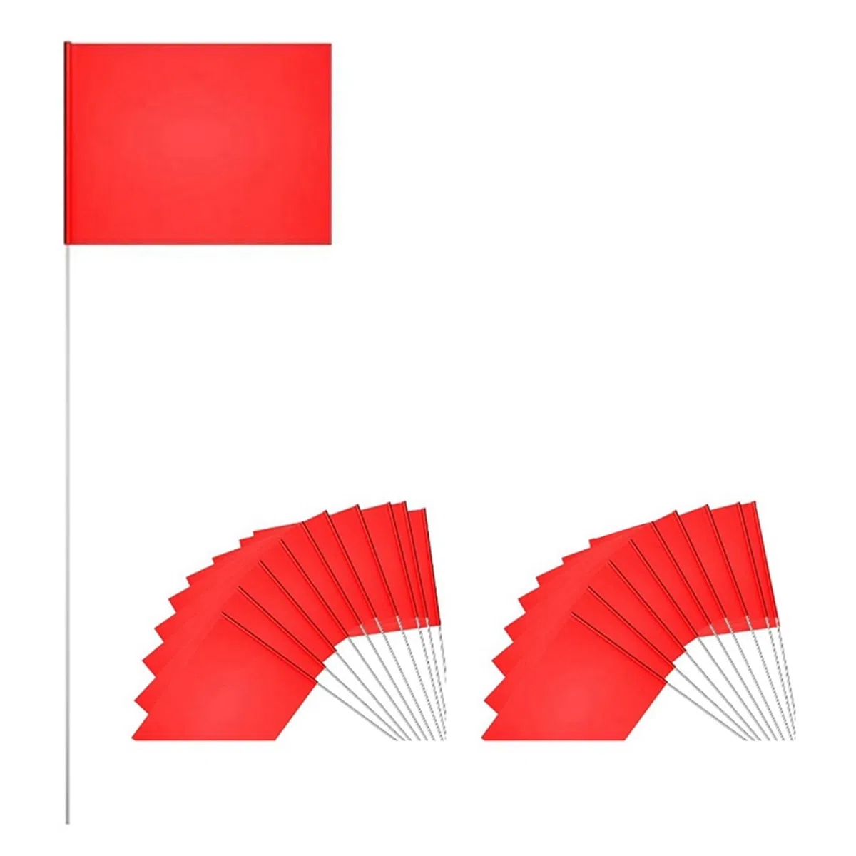 Lot de 20 drapeaux de marquage rouges pour pelouse, paysages, arrosage de cour, drapeaux anti-adhésifs