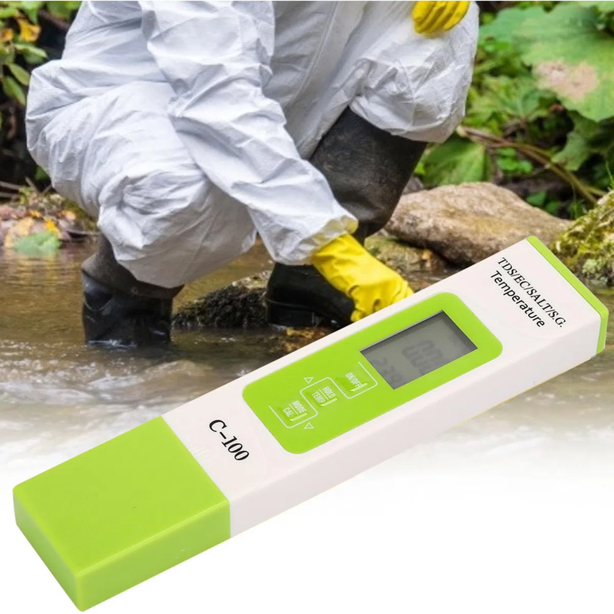 C 100 5 en 1 Salinité TDS EC Testeur D'eau de Mer Multifonction Testeur de Qualité de L'eau avec Rétro éclairage Numérique PH mètre TDS Pen Zero Water Quality PPM Tester Meter pour Piscine D'eau Potab