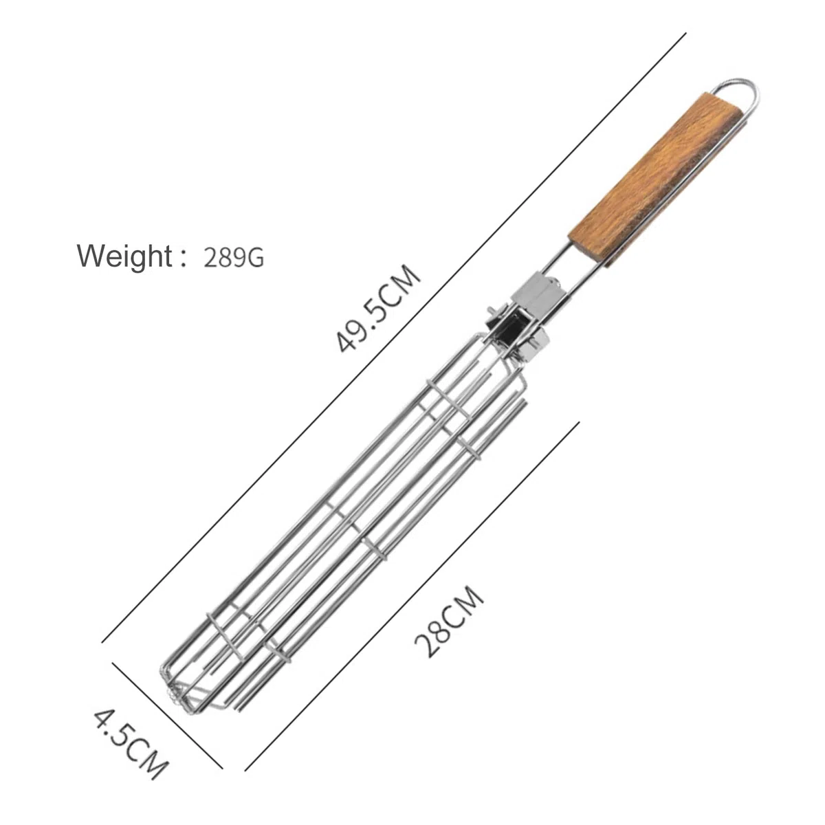Joyeee Panier Grill Barbecue, Pliable Griller Panier en Acier Inoxydable avec Poignée en Bois Amovible pour Grillades Légumes Frites Hot Dog, Portable pour Grillades en Plein Air, Camping, Pique-nique