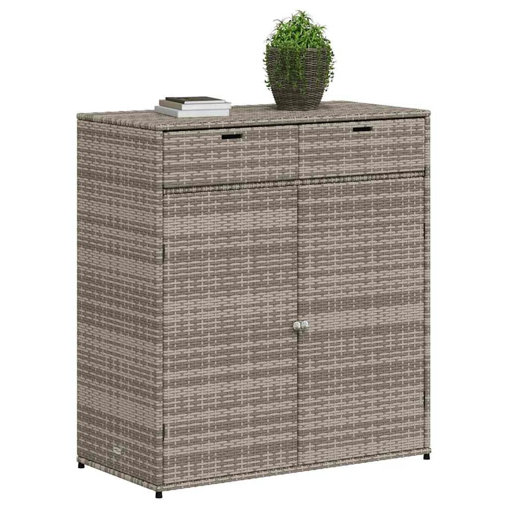 Armoire de jardin d'extérieur en rotin synthétique Gris 105 x 55