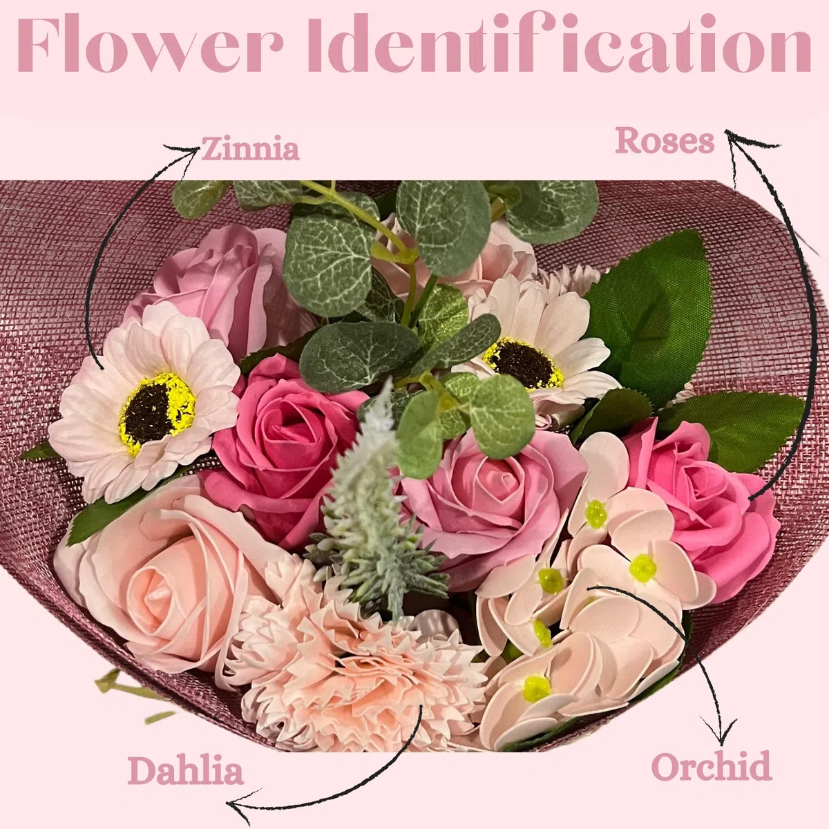 Bouquet de fleurs de savon debout rose – Cadeau de Saint-Valentin et de fête des mères pour femme, elle et vos proches