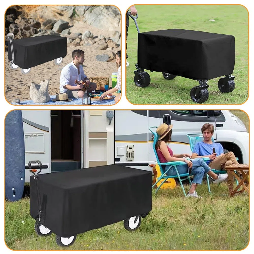Housse de Chariot à Main Pliable, Housse pour Chariot de Jardin, Utilitaire en Tissu Oxford - Imperméable, Coupe-Vent - Noir (95 x 60 x 50 cm)