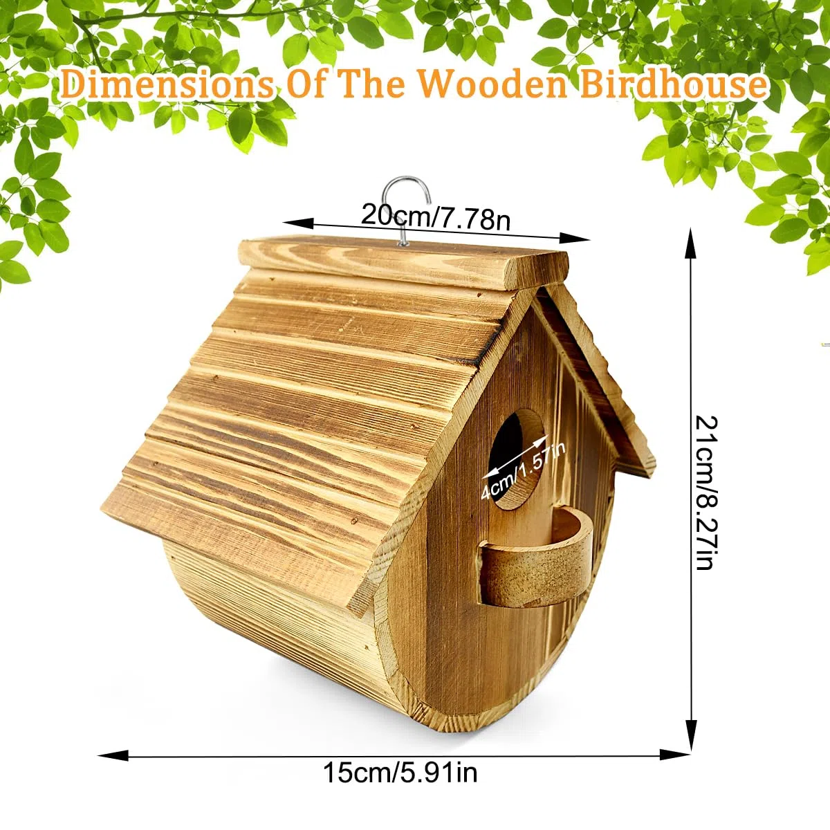 Hanging Bird, Nichoir Oiseaux Extérieur, Cabane Oiseaux à Suspendre avec Diamètre d'Entrée 4 cm, Maison Oiseau en Bois Naturelle, Nichoir Oiseaux de Jardins, pour Moineaux Mésanges Balcon