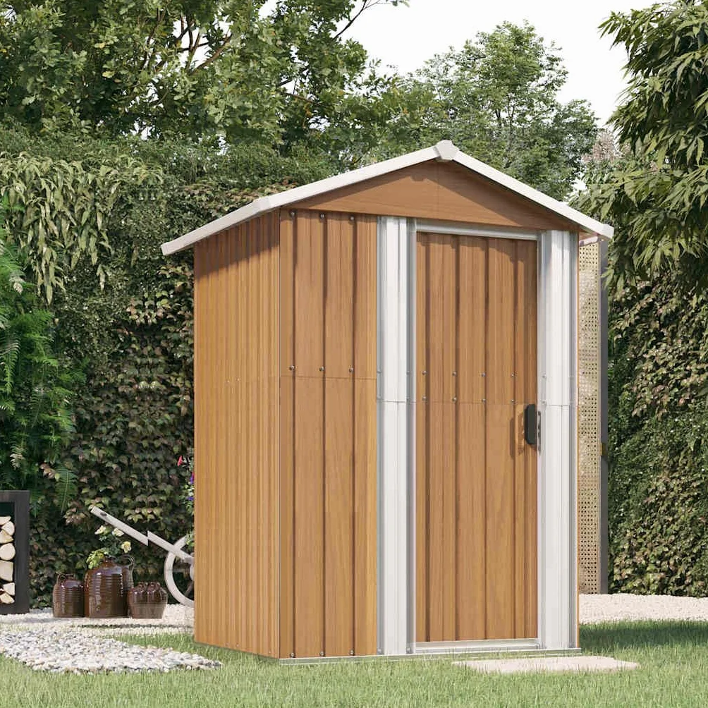 Abri de jardin Marron 126x97,5x177 cm Abri de rangement en acier galvanisé