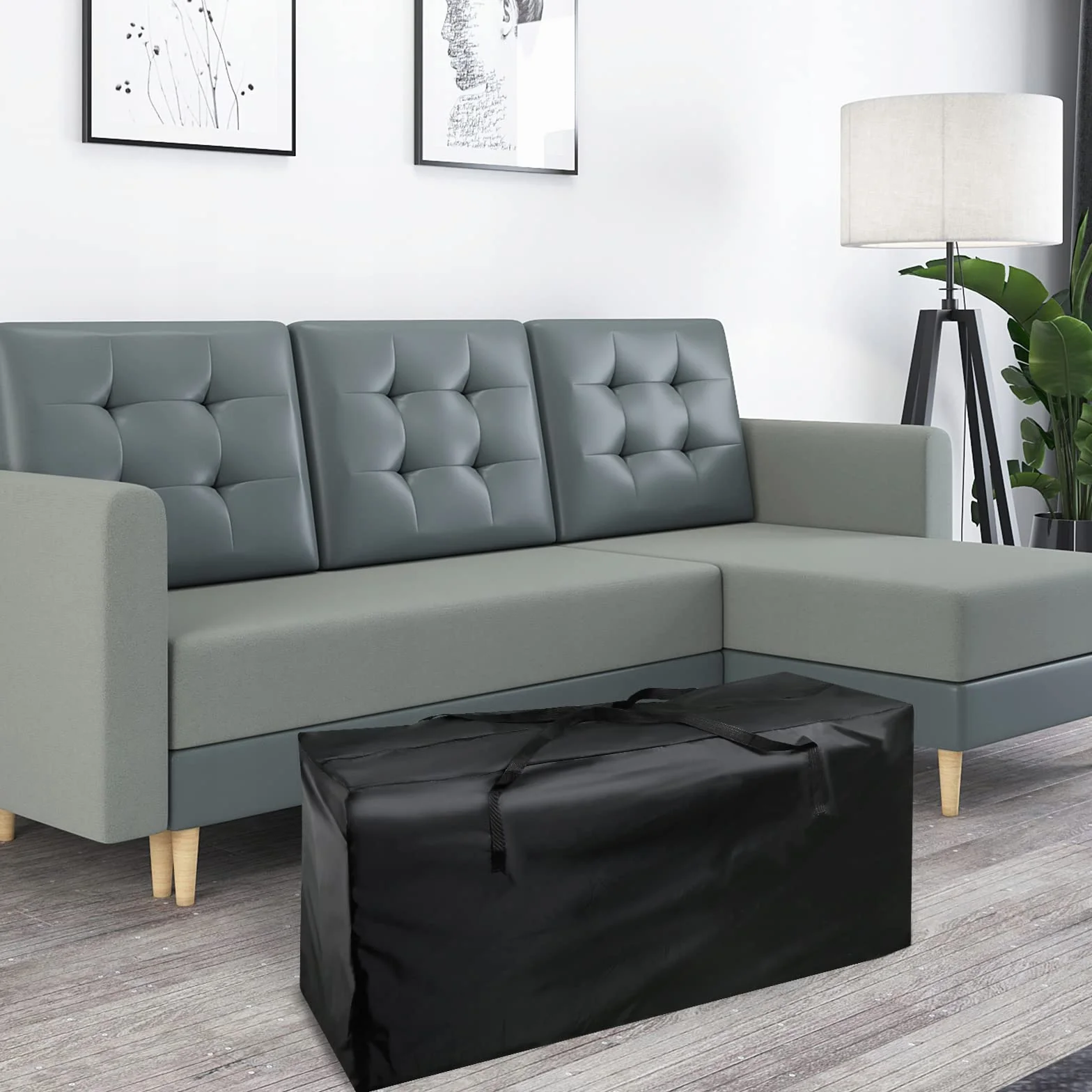 Sac de Rangement Housse de Rangement de Coussin Iimperméable,Étanche à la Poussière, Anti-UV, Robuste Tissu Sac de Coussin pour Jardin,Terrasse,Meubles