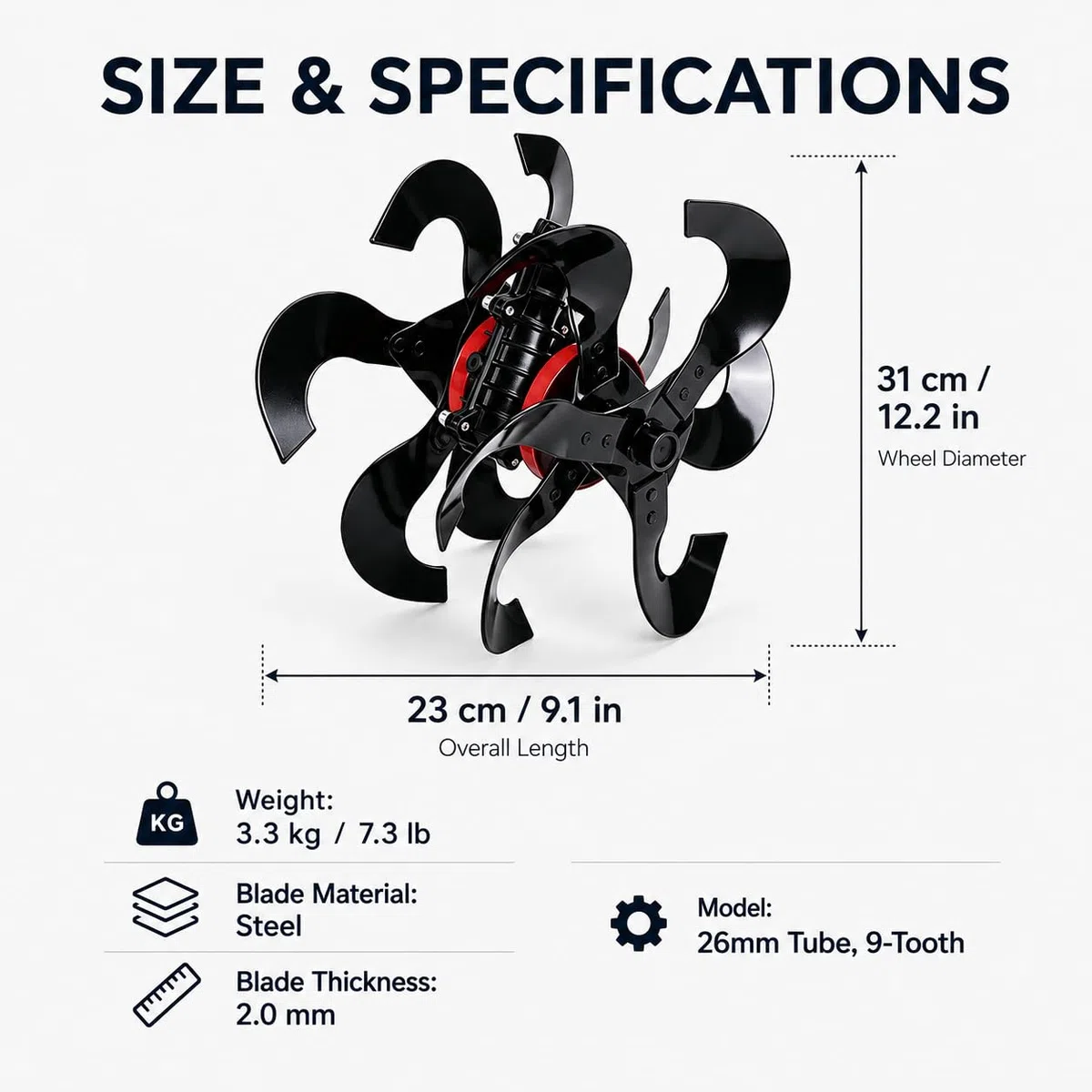 Cultivateur pour Einhell GB-BC 52, Accessoire de binage et de désherbage