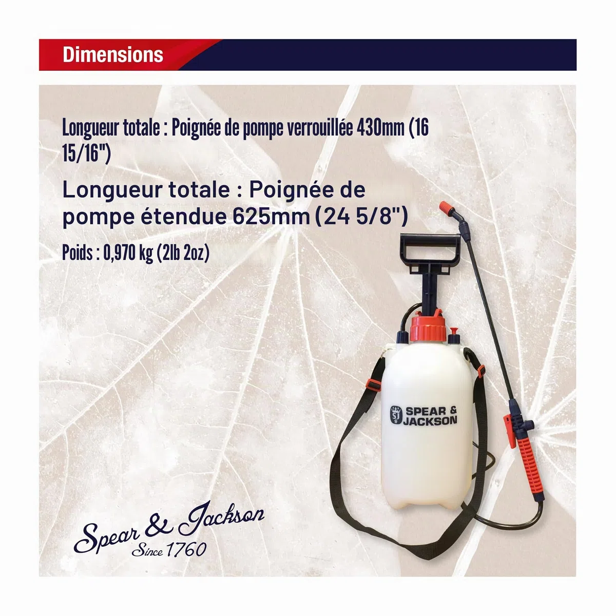 Spear & Jackson 5LPAPS Pulvérisateur à Pression 5 L à Pompe Manuelle, Buse Réglable, Lance 560 mm, pour Eau, Désherbant et Engrais
