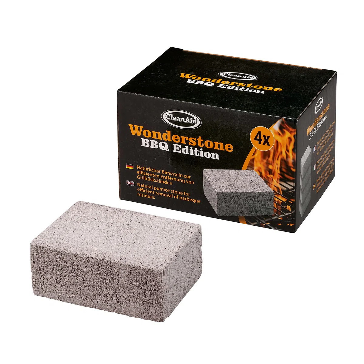 Wonderstone Edition BBQ - 4 x Bloc de Nettoyage en Pierre Ponce avec Poignée Nettoyant Polyvalent pour Barbecue Four Patio et Carrelage Détartrant et Antirouille Efficace