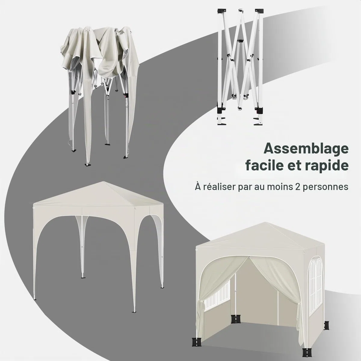 WOLTU Tonnelle Pliable 2x2m Pavillon avec 4 parois avec Sacs de Sable Beige