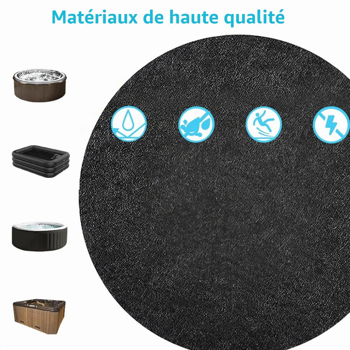 Tapis de protection de piscine antidérapant et imperméable, 200 cm, absorbant l'eau, antidérapant, pour l'extérieur et l'intérieur