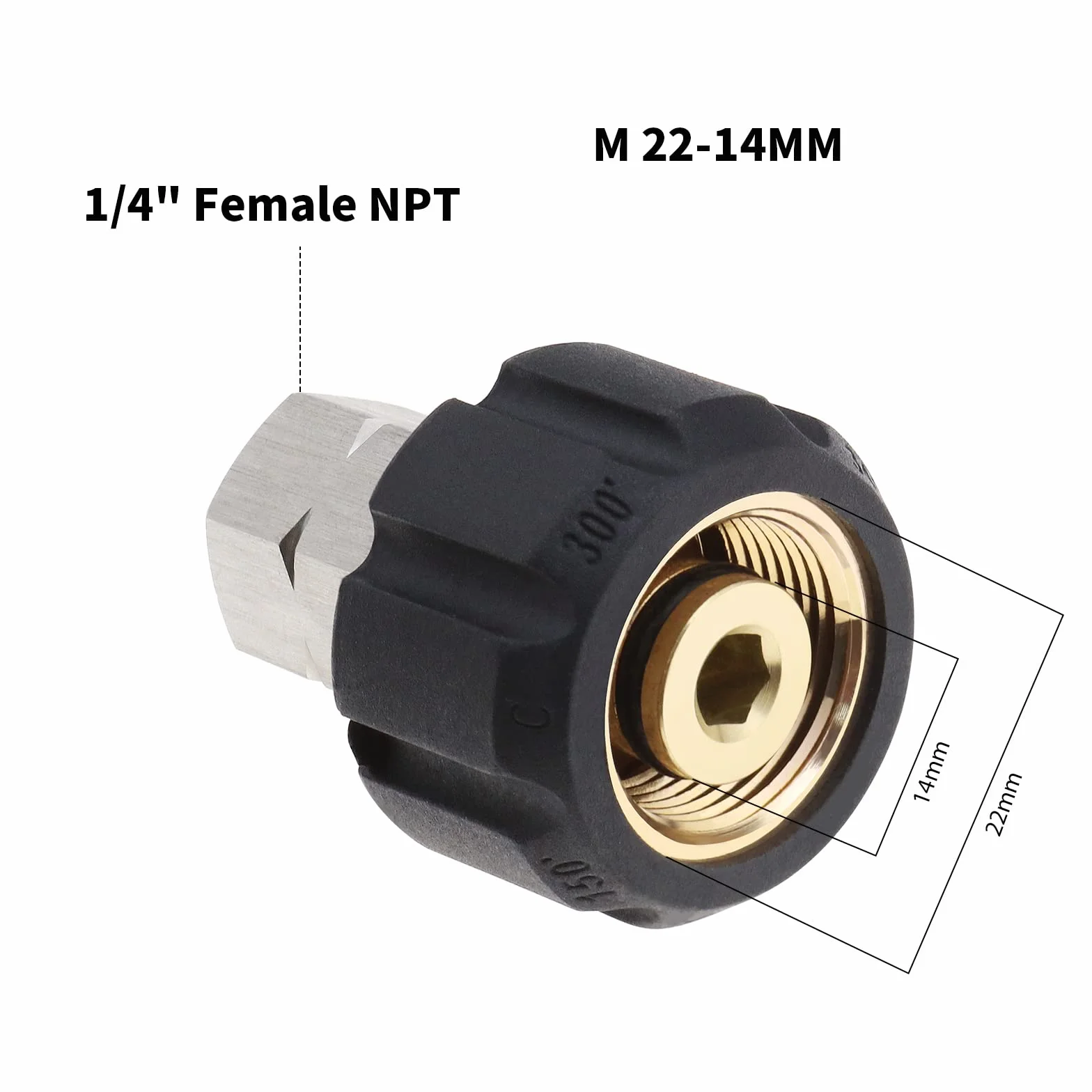 ECSiNG Adaptateur de Nettoyeur Haute Pression Femelle Métrique M22 à 1/4 pouce Femelle NPT Raccord Métal Nettoyeur Haute Pression Adaptateur de Tuyau Prise de Connexion Rapide