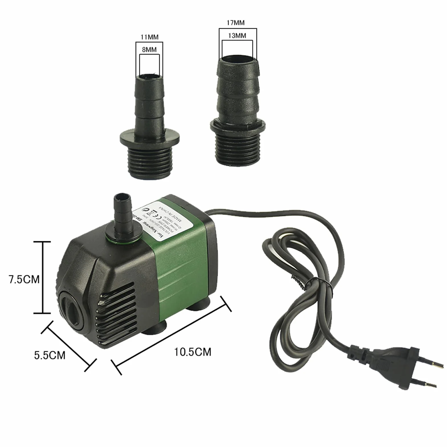 Pompe a eau Submersible, AolKee Mini Pompe Submersible 25W 1500L/H, AC220-240V avec 2 buses Pompes pour Fontaines aquarium, étang, jardin
