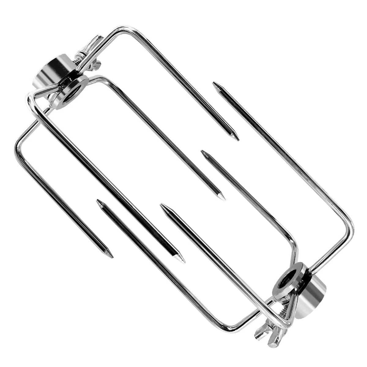 Lot de 2 fourchettes de rôtisserie en acier inoxydable pour barbecue à viande robustes compatibles avec tiges carrées de 0,9 cm et 1,6 cm, parfaites pour les pique-niques en plein air, le camping et
