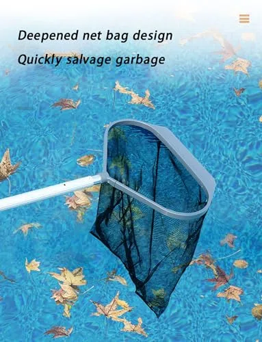 Épuisette de piscine robuste avec maille fine pour le nettoyage de la piscine, convient aux poteaux standard